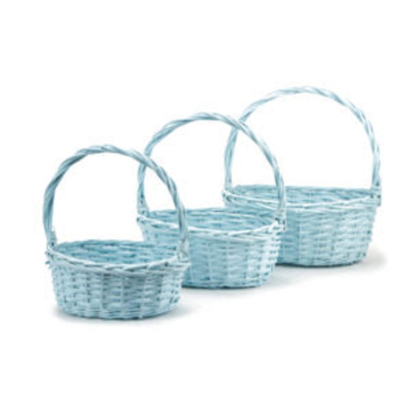 Twisted Rim Painted Willow Easter Baskets - Blue