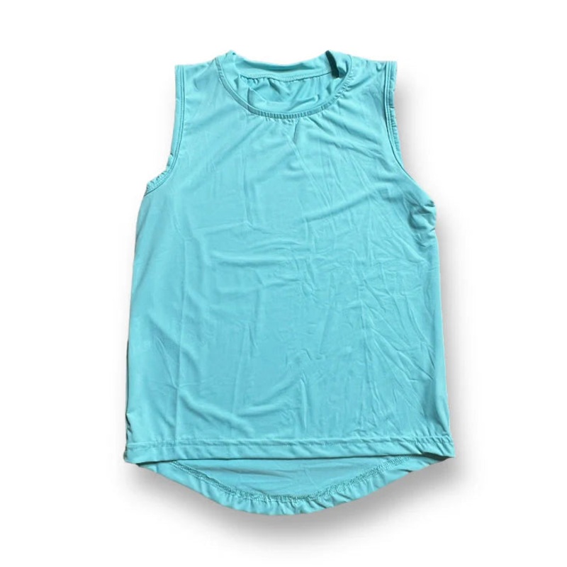 Belle Cher Athletic Light Blue High Low Tank Top