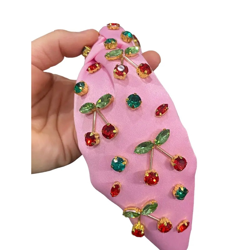 Cherry Bling Embellished Top-Knot Headband