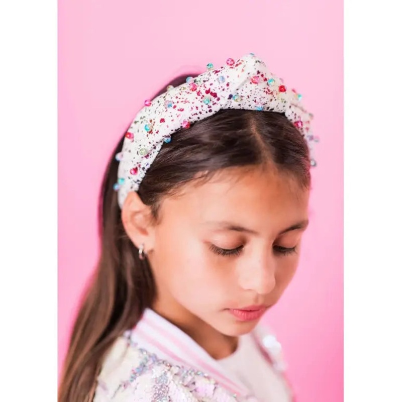 Rainbow Dot Embellished Top-Knot Headband