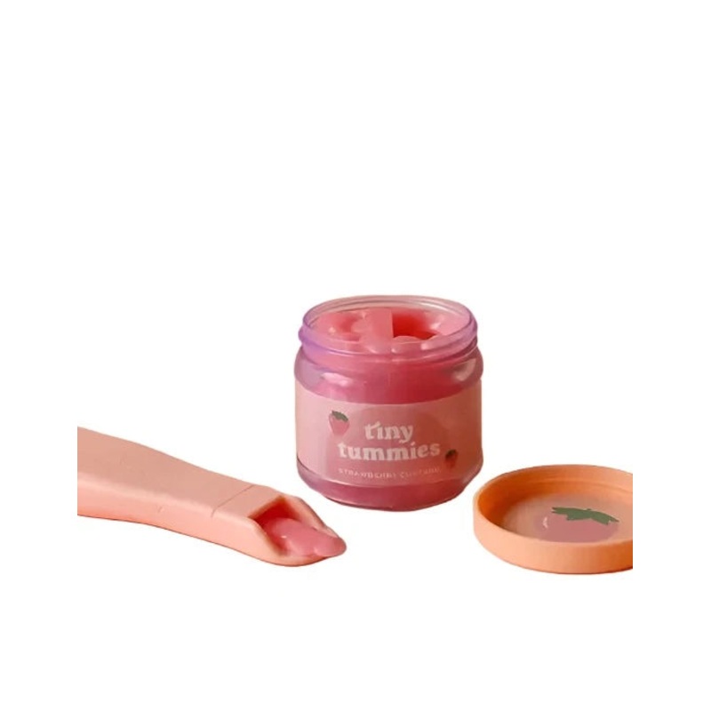 Tiny Tummies - Strawberry Custard Food - Jar and Spoon