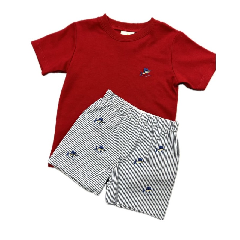 Zuccini Swordfish Seersucker 2Pc Short Set