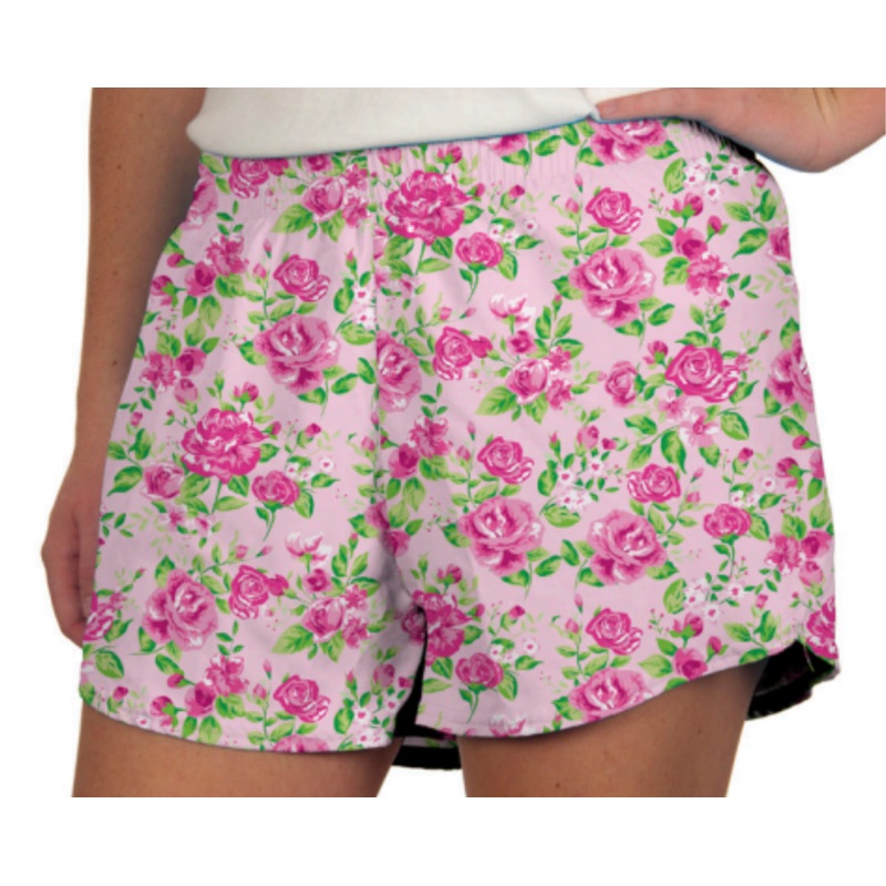 Azarhia Athleisure Pink Rose Garden Print Steph Shorts