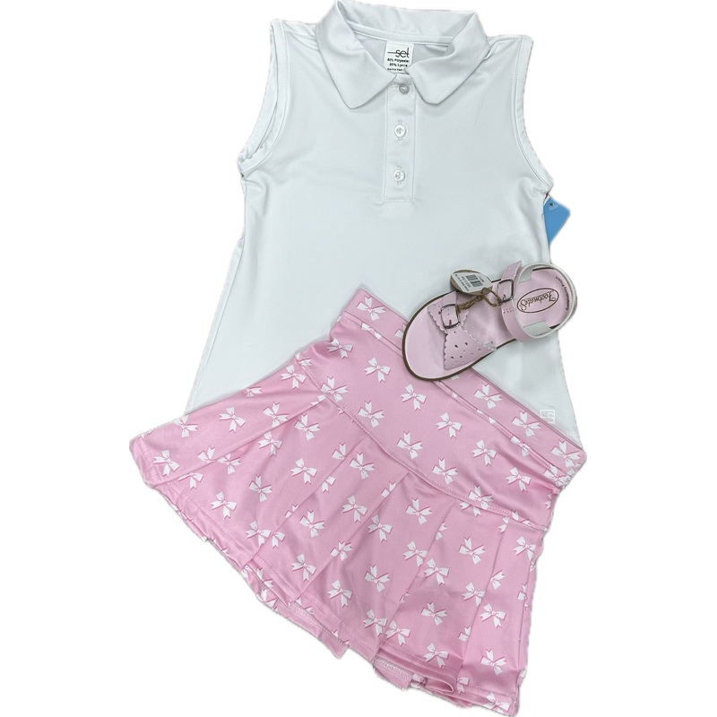 Azarhia Athleisure Pink Tiny Bows Tennis Skirt
