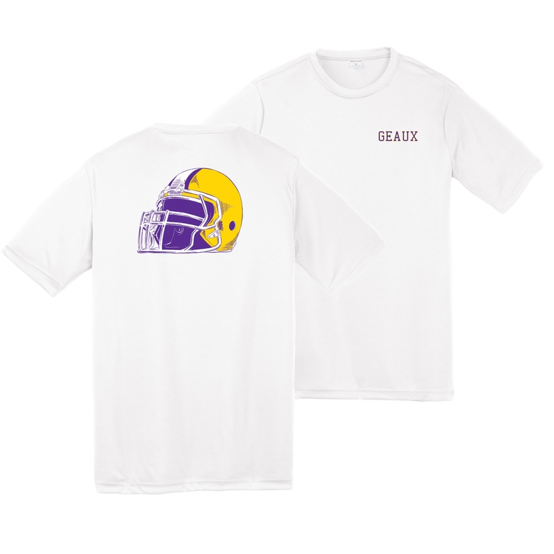 Azarhia White Dri-Fit Athletic Football Helmet T-Shirt