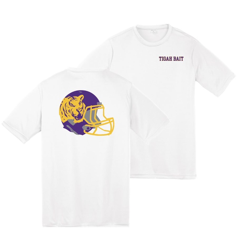 Azarhia White Dri-Fit Athletic Football Tigah Bait Helmet T-Shirt