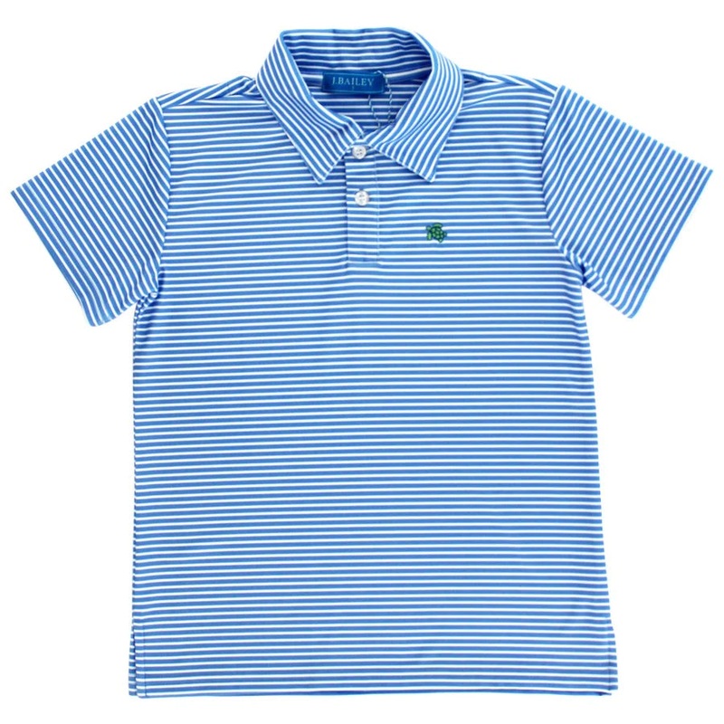 J. Bailey Henry S/S Performance Polo Shirt - Blue/White Striped