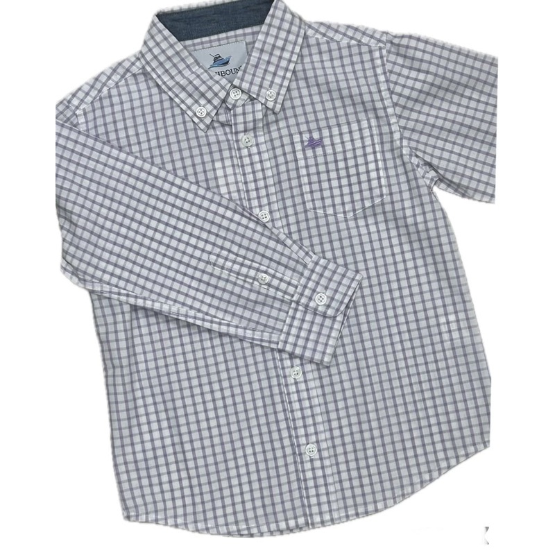 Southbound L/S Button Down Dress Shirt - Purple/White