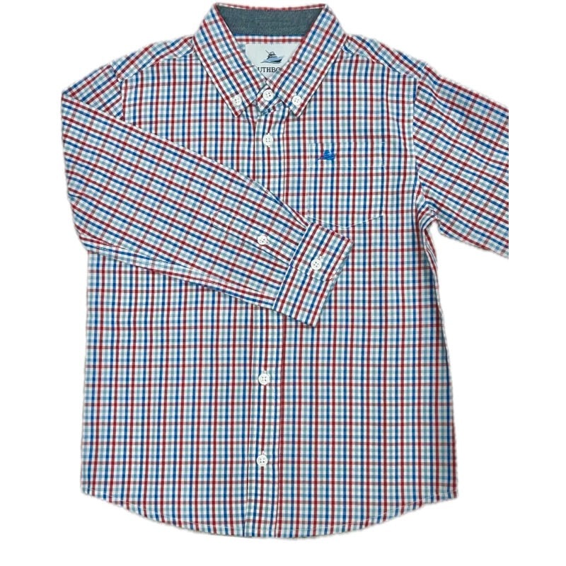Southbound L/S Button Down Dress Shirt - Red White & Blue
