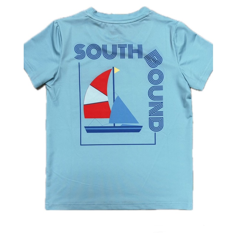 Southbound S/S Blue Dri Fit Tee- RWB Sailboat