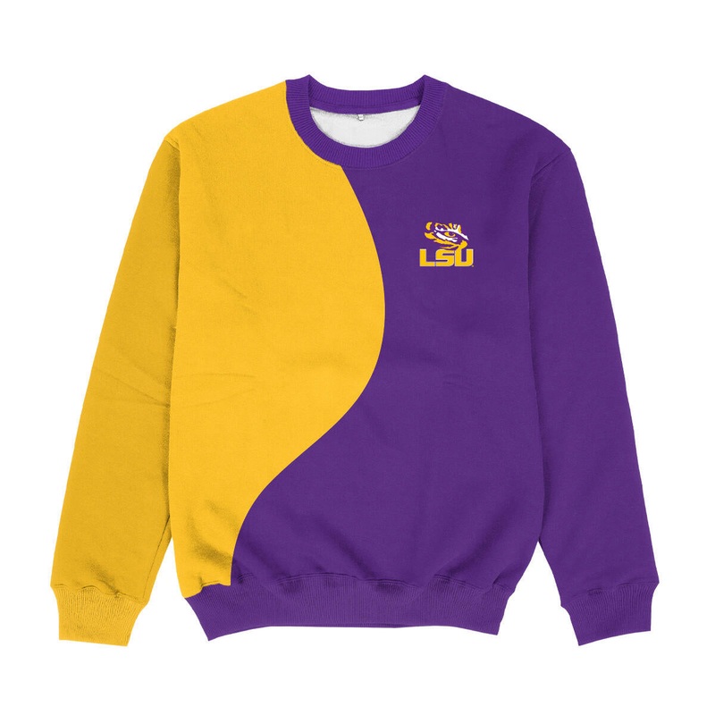 Tigers Purple/Gold Color Block Fleece Pullover