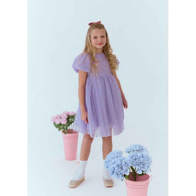 LATB Lavender Crystal Pearl Tulle Dress