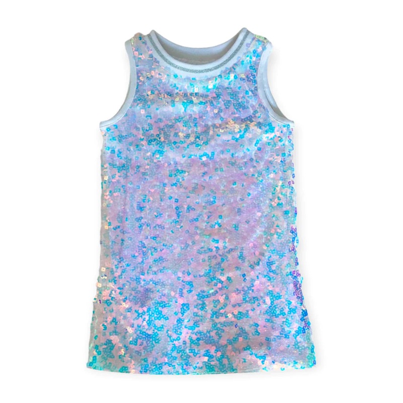 Mia NY White Holigraphic Sequin Dress