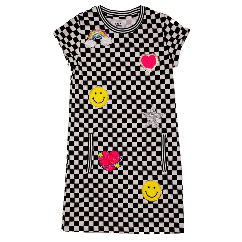 Multi Checkerboard Love Patches Dress