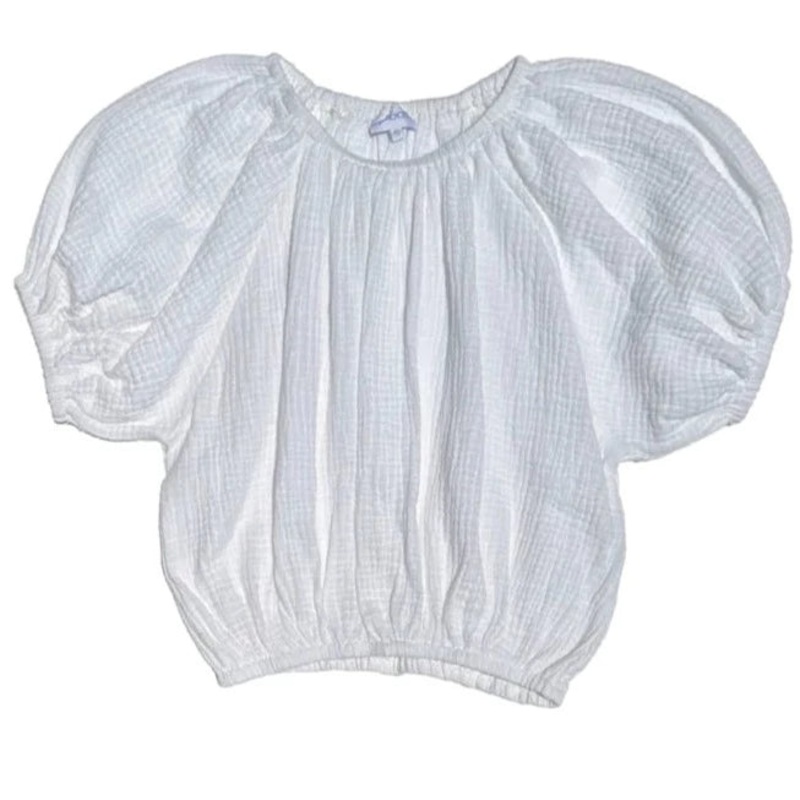 Pleat Collection Alexis Top - White Gauze