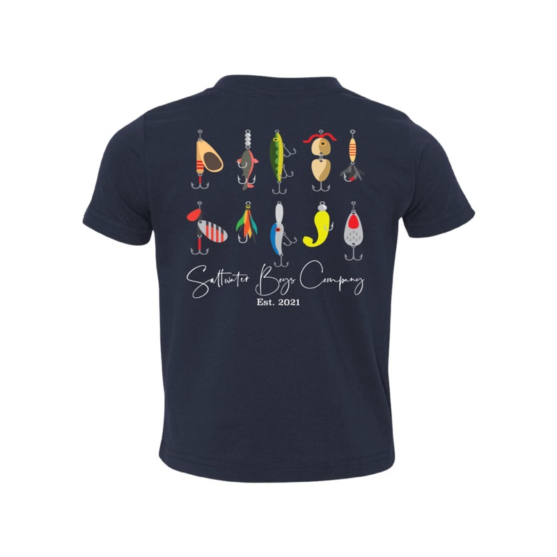 Saltwater Boys Co S/S Tee Shirt - Little Lures on Navy