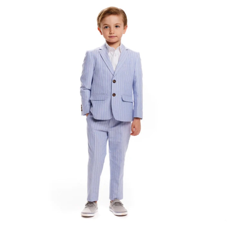 Two-Piece Chambray Striped Suit Set