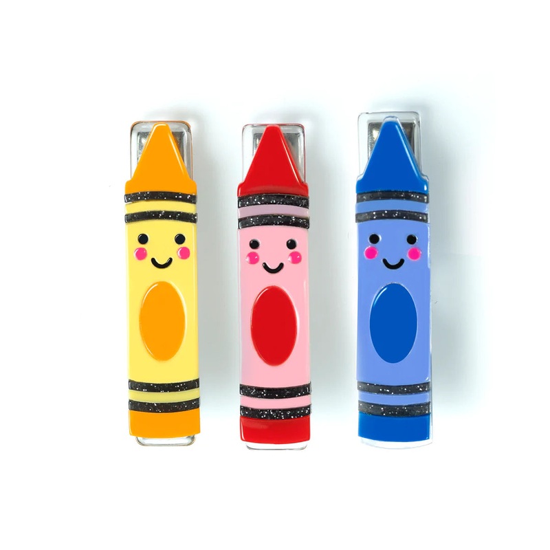 Acrylic Hair Clips - Happy Crayons (Assorted)