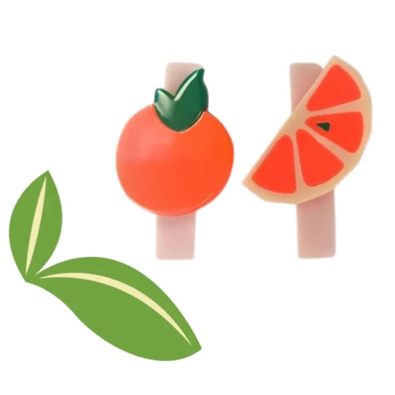 Acrylic Hair Clips - Orange and Slice