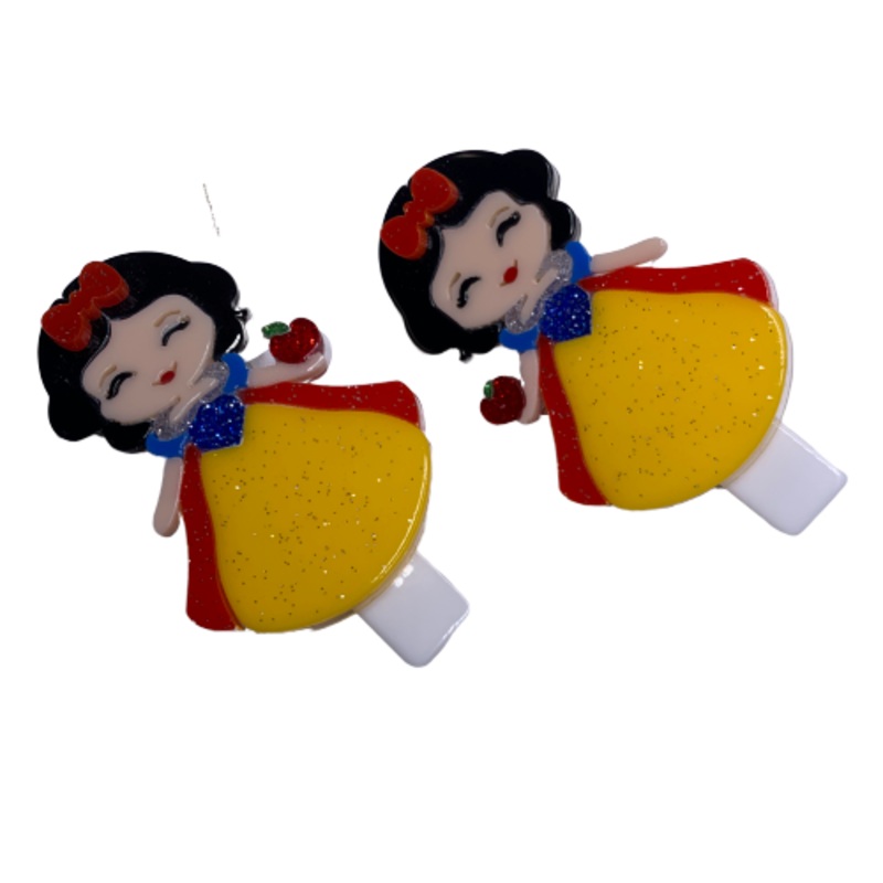 Acrylic Hair Clips - Princess with Apple