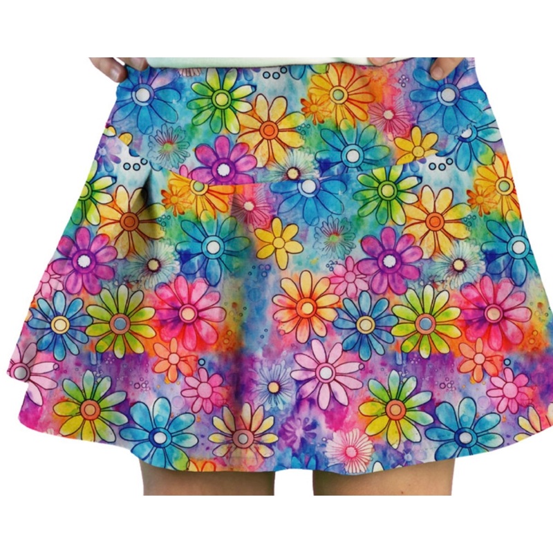 Azarhia Athleisure Watercolor Daisy Tennis Skirt
