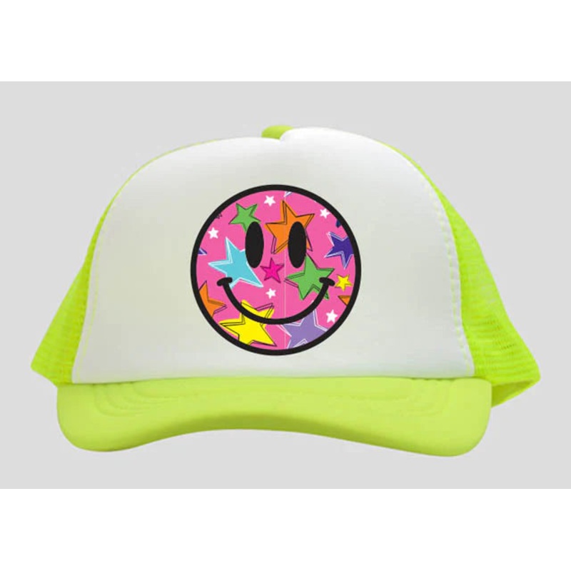 Azarhia Bright Stars Smiley Trucker on Neon Yellow