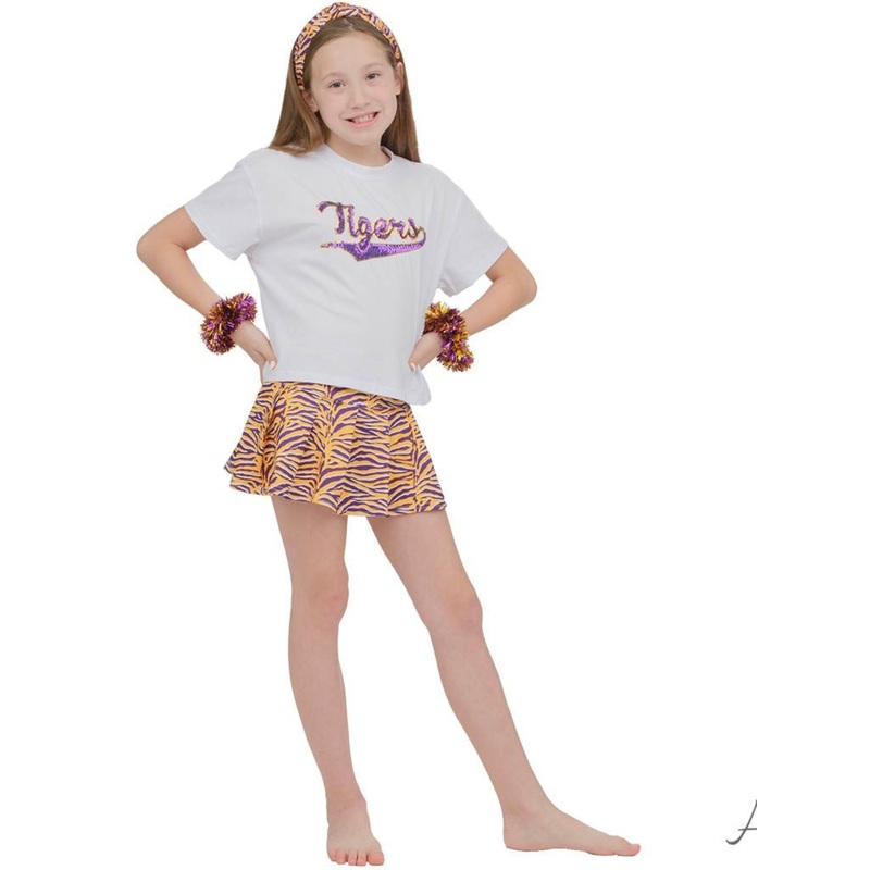 Azarhia White Sequin Tigers Baseball Boxy Tee