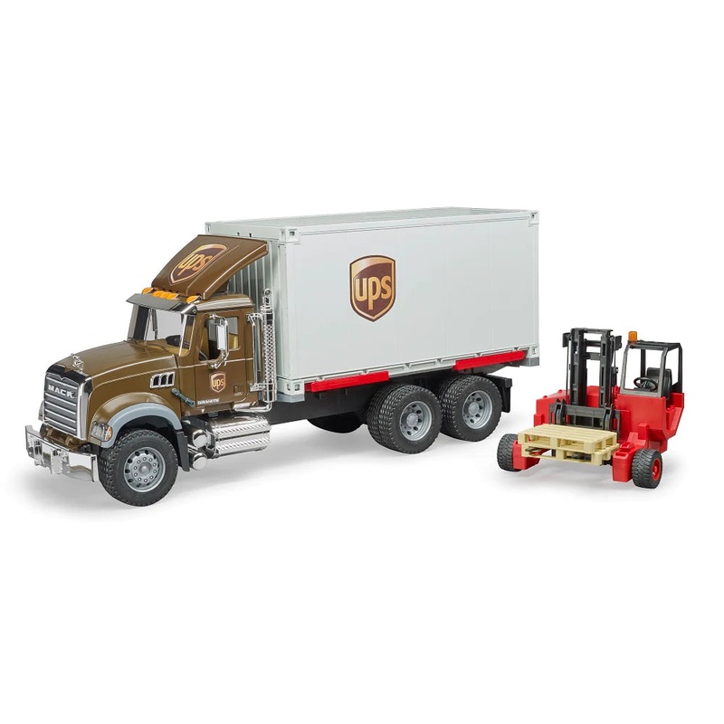 Bruder MACK Granite UPS Logistics Truck + Forklift