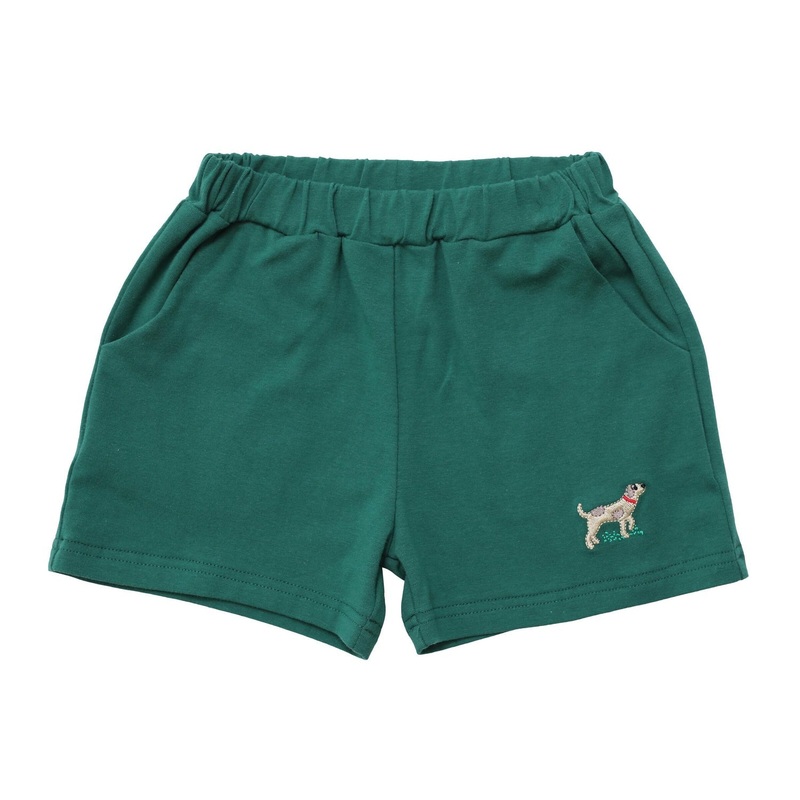 Itsy Bitsy Knit Green Shorts - Hunting Dog