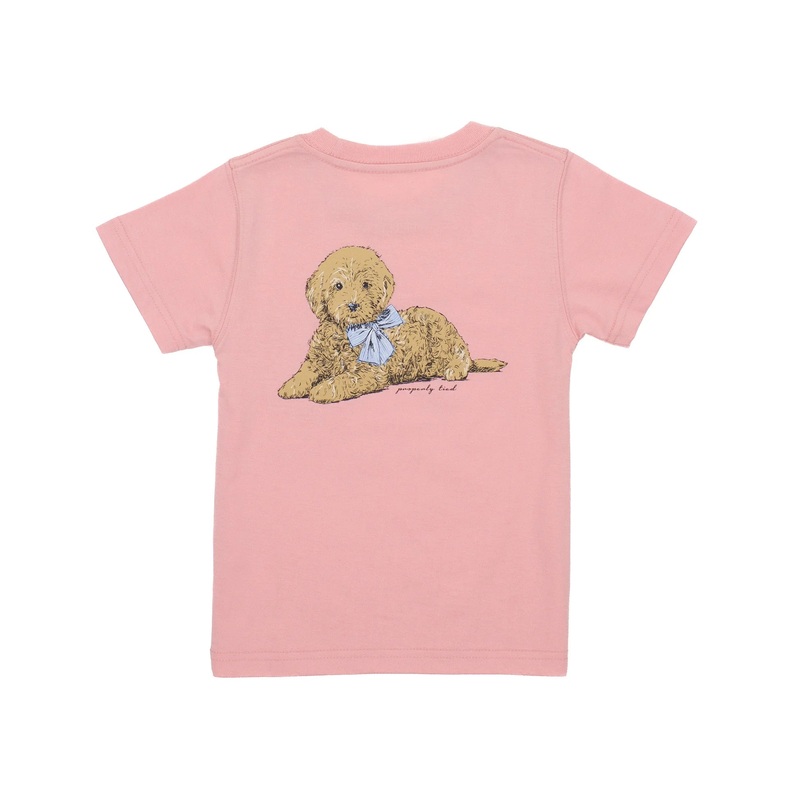 Properly Tied Girls Goldendoodle Blush Tee