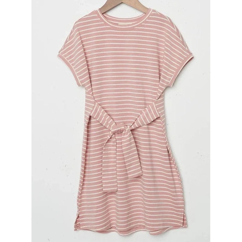 Hayden Girls Pink Striped Knit T-Shirt Dress