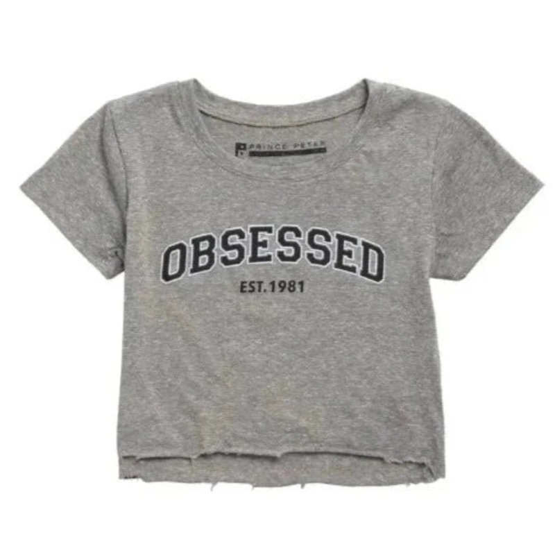 Prince Peter Distressed Gray Cropped OBSESSED Tee