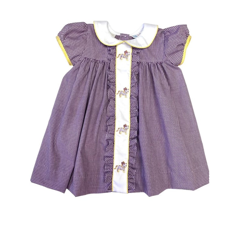 Purple Gingham Embroidered Molly Tiger Dress