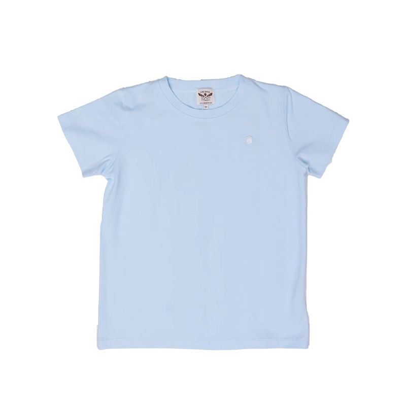 The Oaks Solid Light Blue S/S Signature Tee with White Acorn