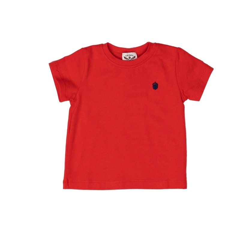 The Oaks Solid Red S/S Signature Tee with Navy Acorn