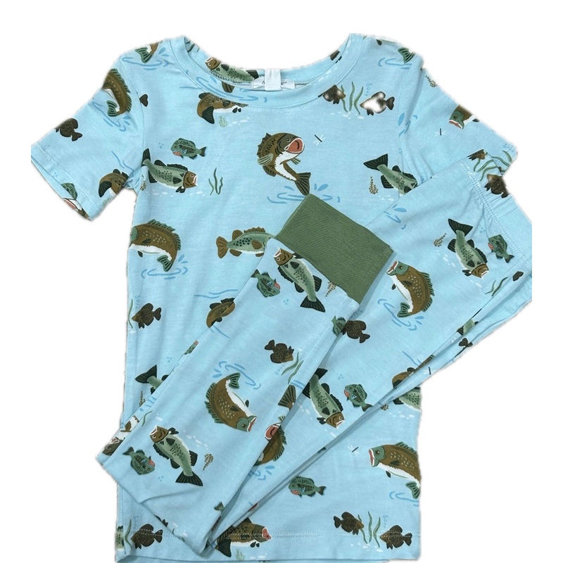 2Pc Angel Dear Blue Bass Fish Loungewear Set