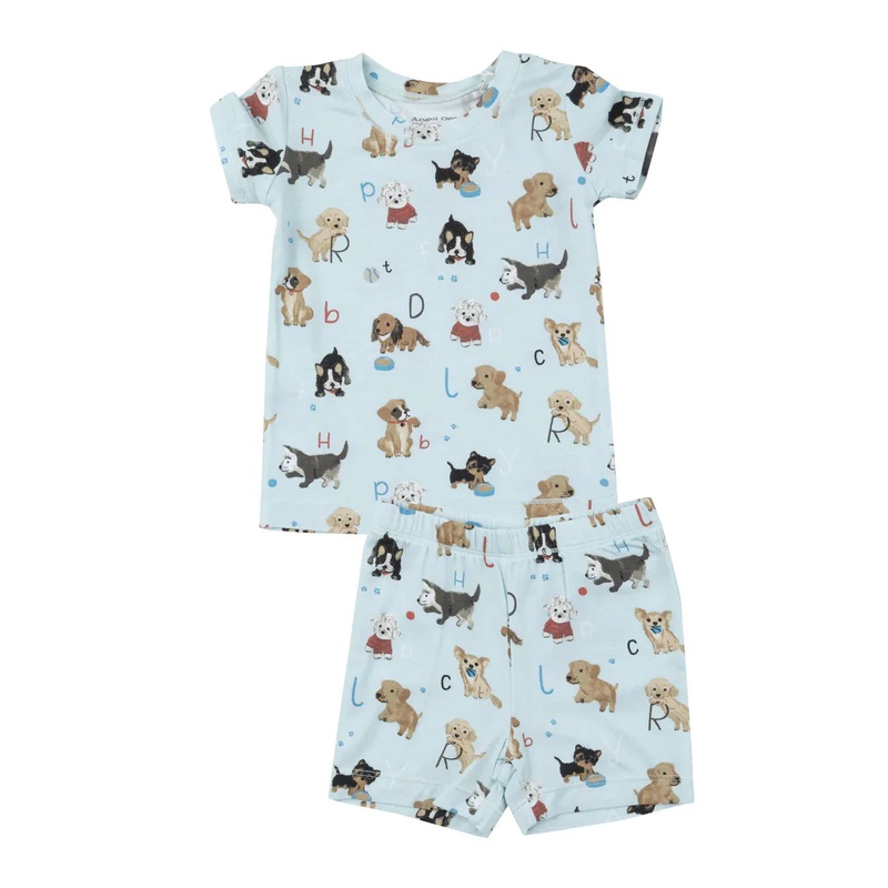 2Pc Angel Dear Blue Puppy Alphabet  Loungewear Set