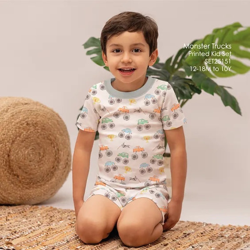 Baby Club Chic Monster Truck 2Pc Shortie Pajama Set