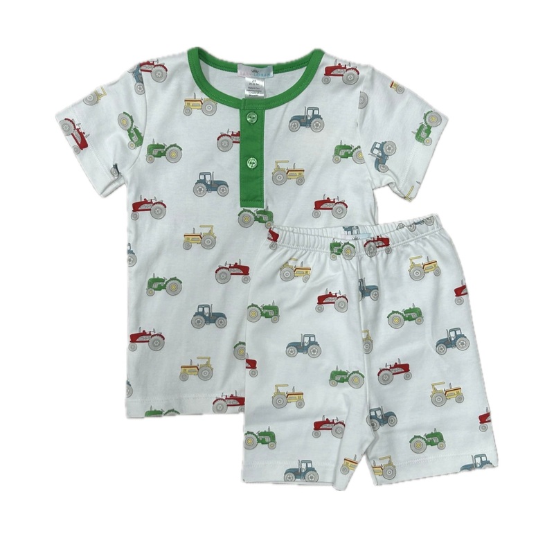 Baby Loren White Tractor 2Pc Pajamas