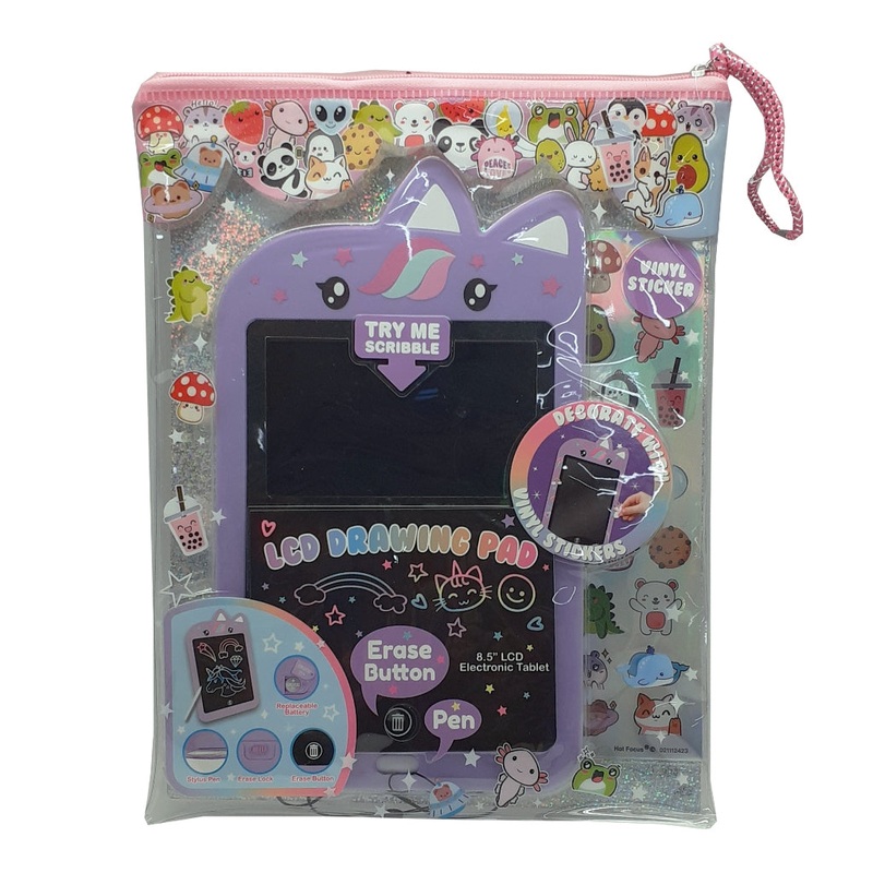 Hot Focus LCD Drawing Pad with Stylus Pen & Sticker Set