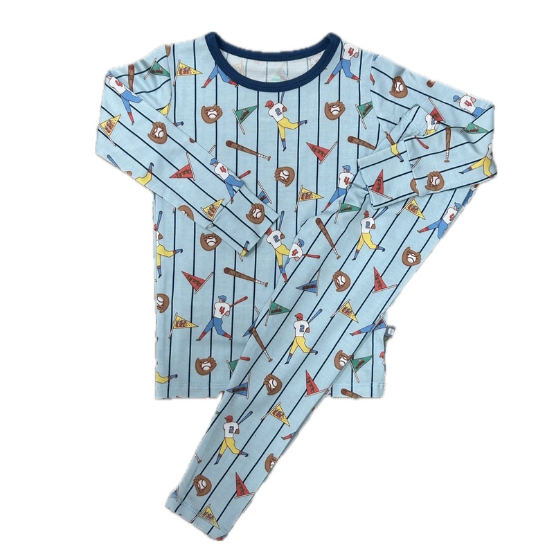 Macaron+Me Batter Up Baseball Bamboo 2Pc Pajamas