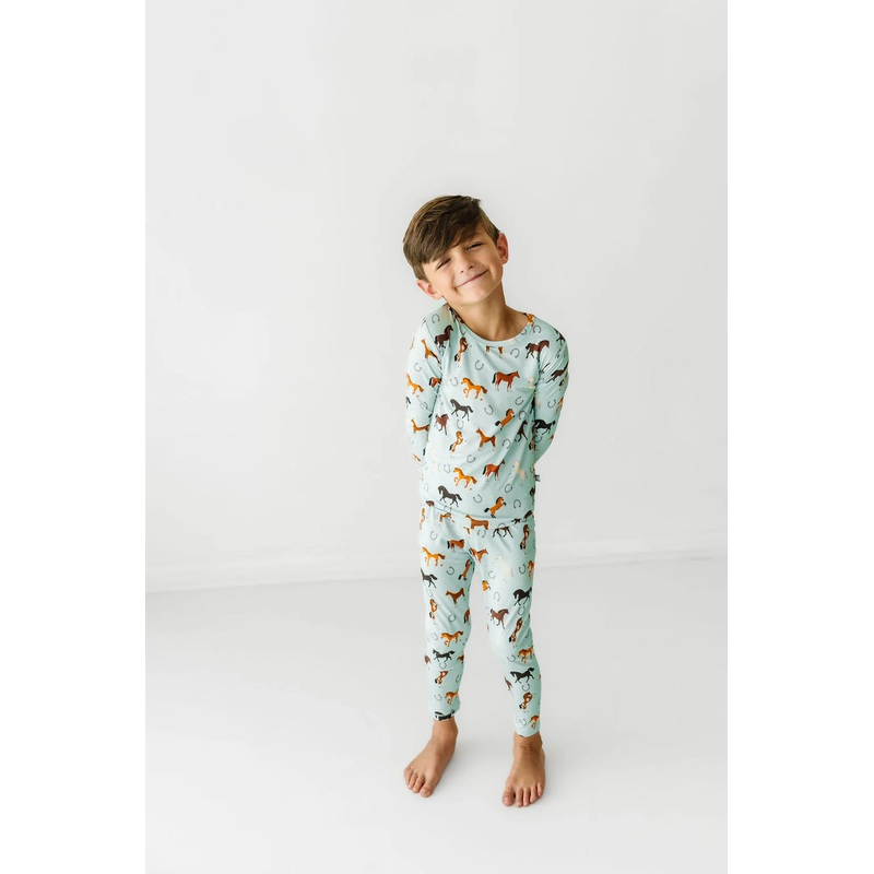 Macaron+Me Western Horses Bamboo 2Pc Pajamas