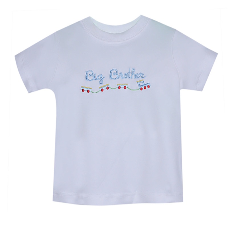 White Big Brother Tee - Embroidered Train