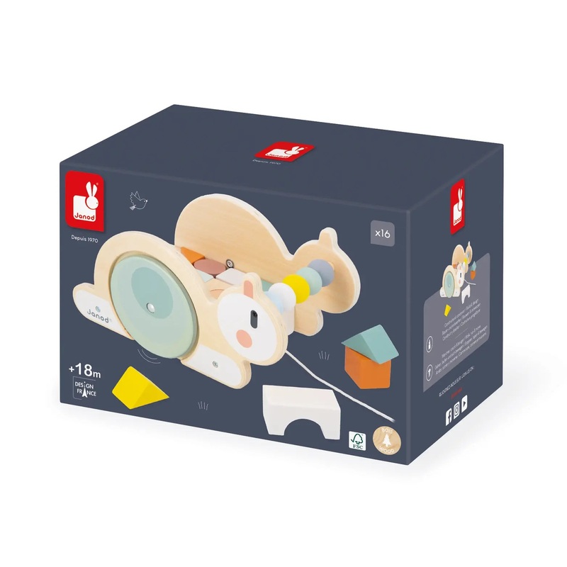 Janod Sweet Cocoon Pull-Along Snail Cube Trolley