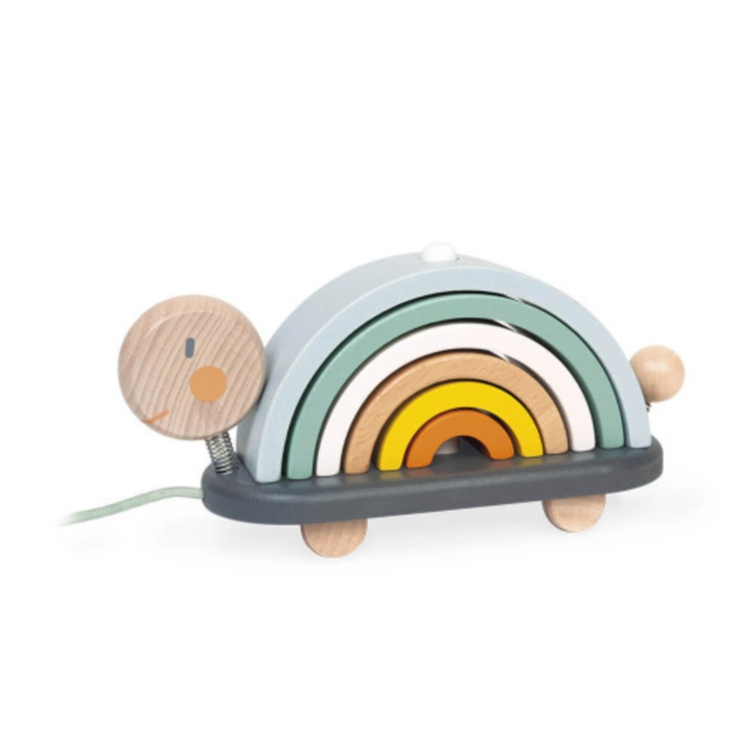 Janod Wooden Pull- Along Rainbow Turtle