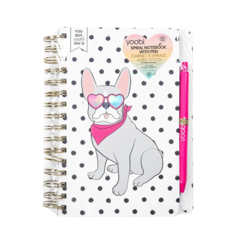 Yoobi Spiral Notebook with Pen - Bulldog