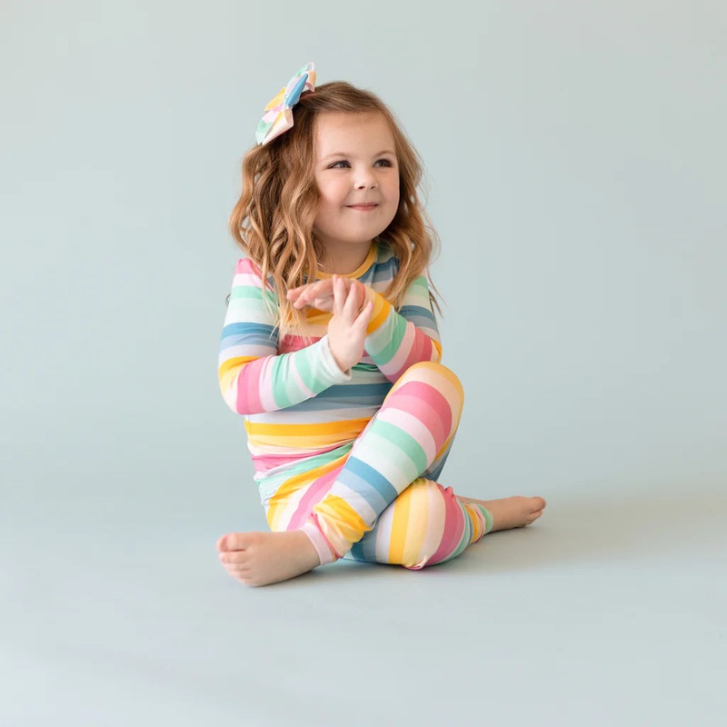 2Pc Macaron+Me Rainbow Stripe Pajamas