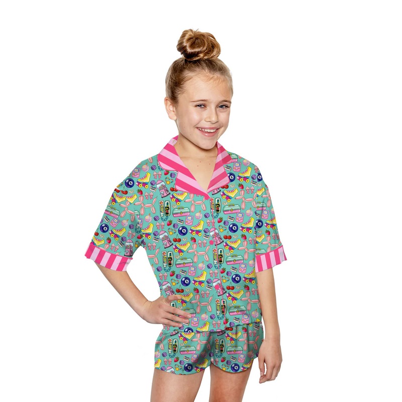 90's Girl Silky Kids Pajama Short Set