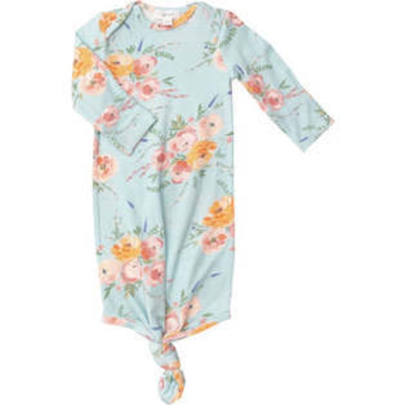 Angel Dear Peonies Blue Knotted Gown 0/3
