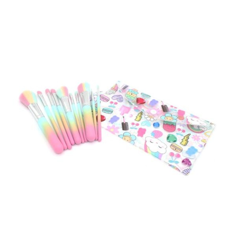 Bari Lynn 10Pc Pastel Ombre Makeup Brush Set in Printed Pouch